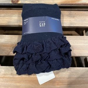 NWT baby Gap rib ruffle tights black